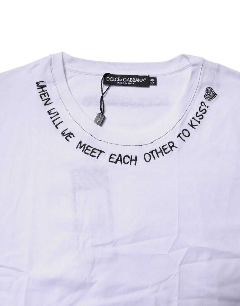 Dolce & Gabbana White Cotton Sleeveless Printed Tank T-shirt