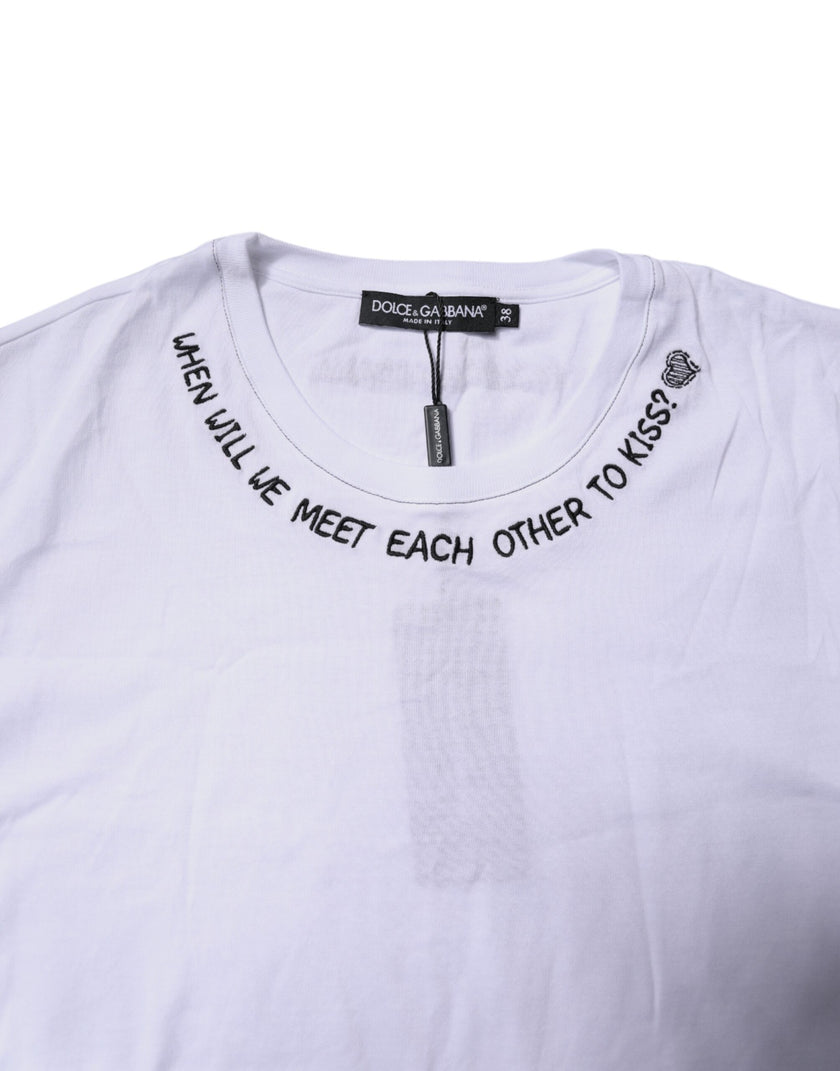 Dolce & Gabbana White Cotton Sleeveless Printed Tank T-shirt