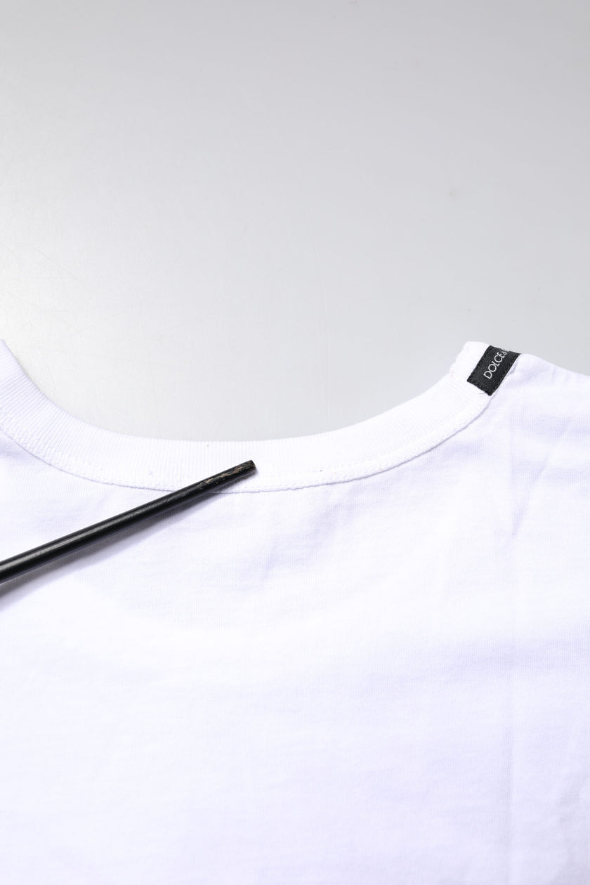 Dolce & Gabbana White Cotton Crew Neck Cropped Top T-shirt