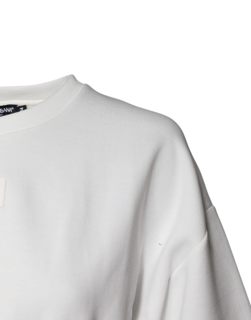 Dolce & Gabbana White Cotton Blend 3/4 Sleeves Blouse Top