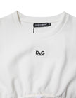 Dolce & Gabbana White Cotton Blend 3/4 Sleeves Blouse Top
