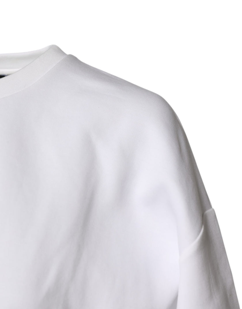 Dolce & Gabbana White Cotton Blend 3/4 Sleeves Blouse Top