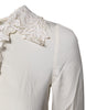 Dolce & Gabbana Cream Floral Lace Long Sleeves Blouse Top