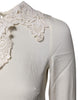 Dolce & Gabbana Cream Floral Lace Long Sleeves Blouse Top