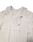 Dolce & Gabbana Cream Floral Lace Long Sleeves Blouse Top