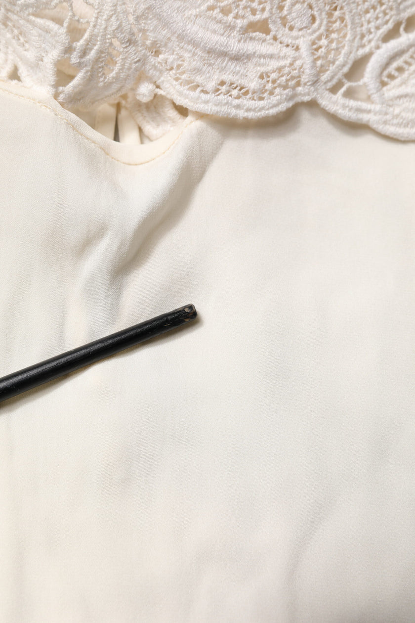 Dolce & Gabbana Cream Floral Lace Long Sleeves Blouse Top