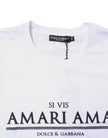 Dolce & Gabbana White Cotton Printed Round Neck Top T-shirt