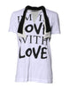Dolce & Gabbana White Cotton Silk Blend Ascot Collar T-shirt