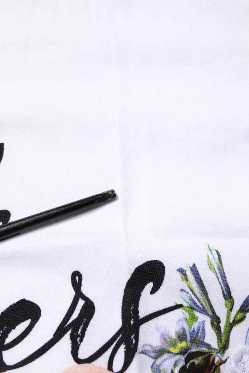 Dolce & Gabbana White Cotton DG Floral Embroidered Top T-shirt