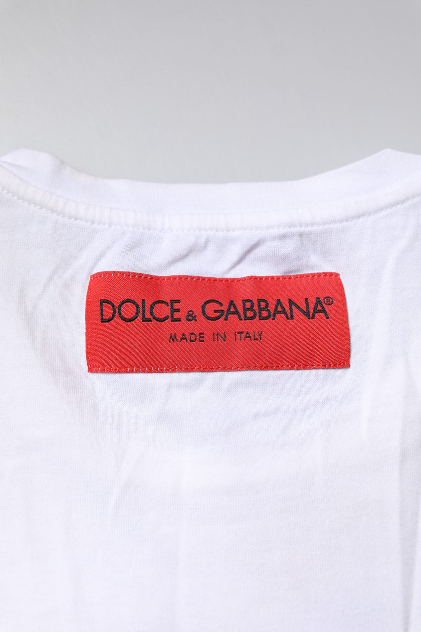Dolce & Gabbana White Cotton DG Floral Embroidered Top T-shirt