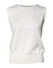 Dolce & Gabbana Cream Sleeveless Silk Round Neck Tank Top