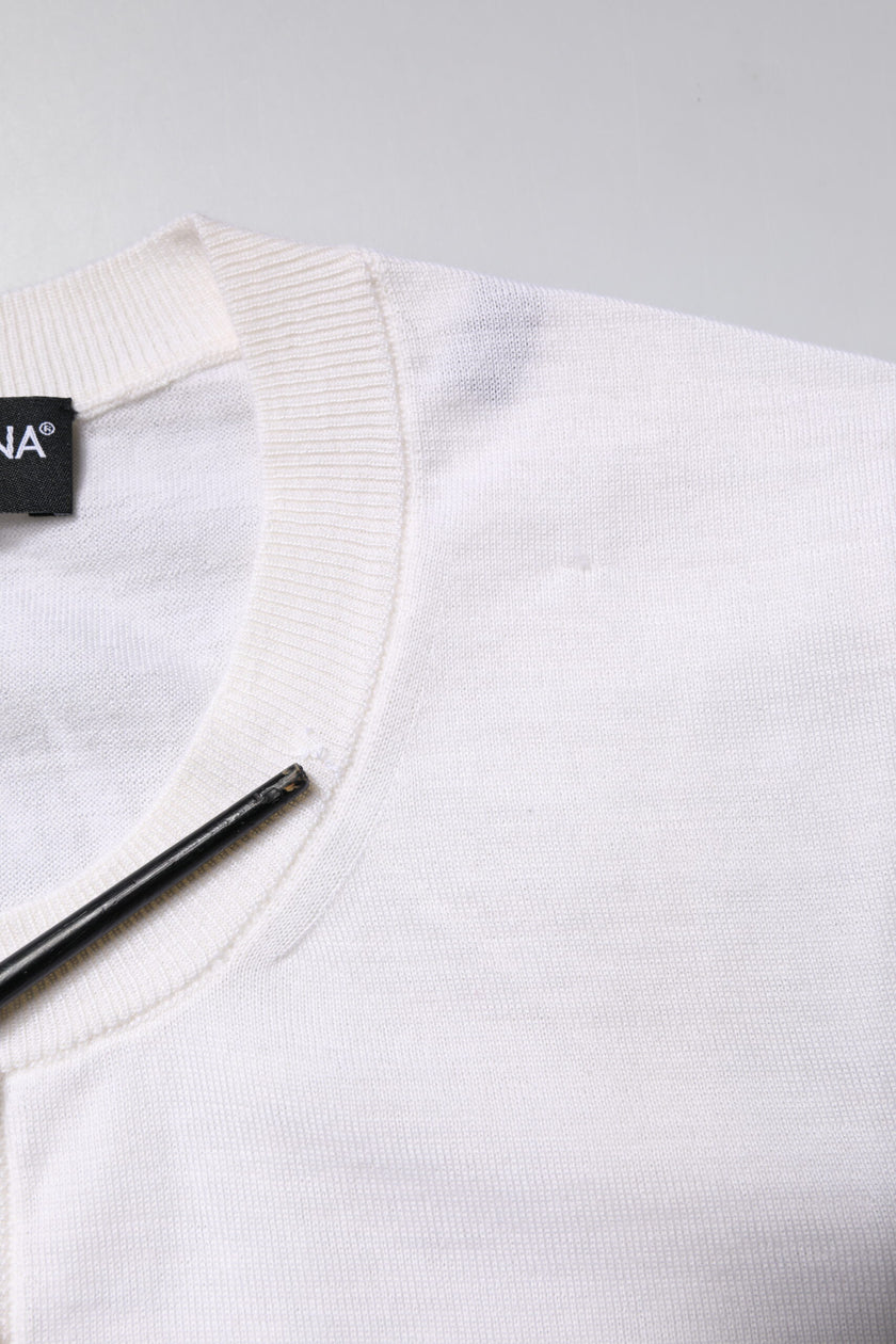 Dolce & Gabbana Cream Cashmere Knit Cropped Cardigan Sweater