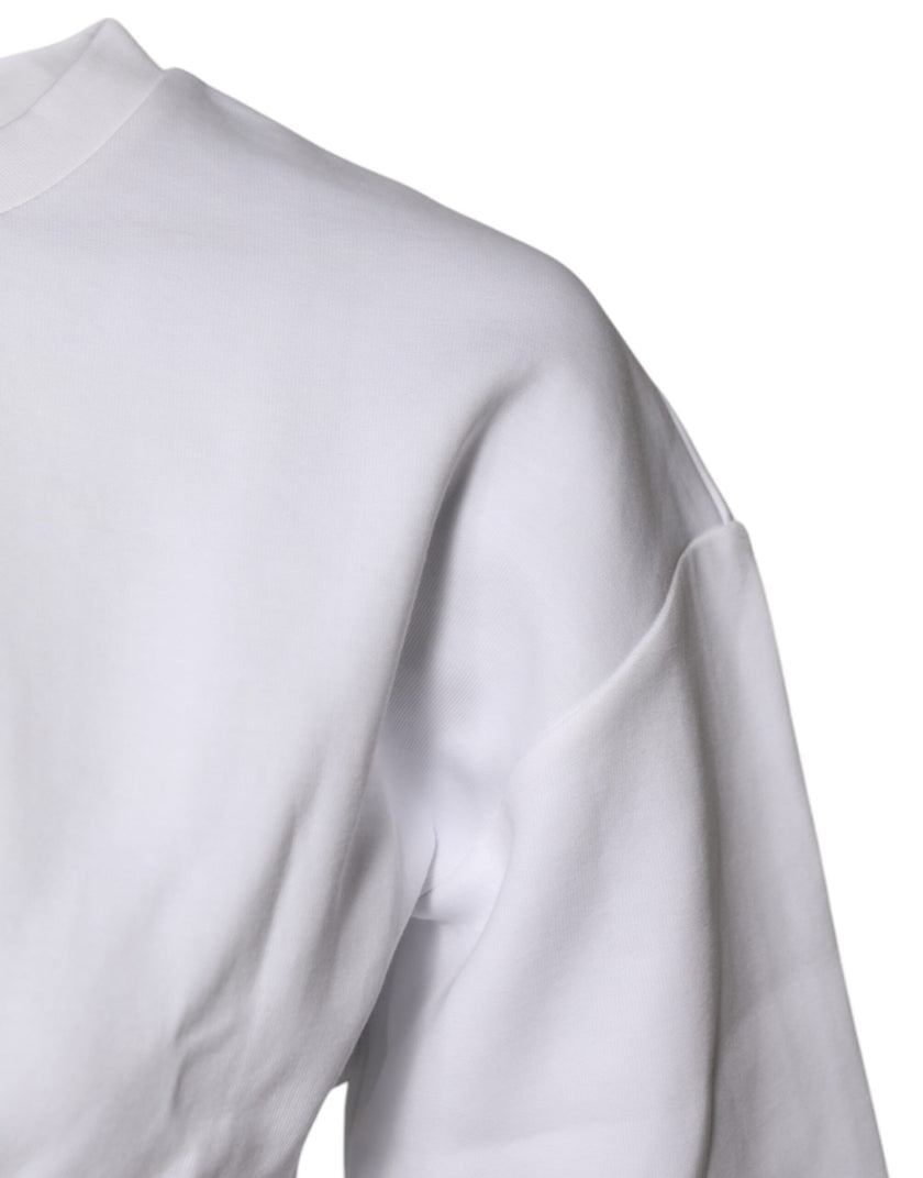 Dolce & Gabbana White Cotton Blend 3/4 Sleeves Blouse Top