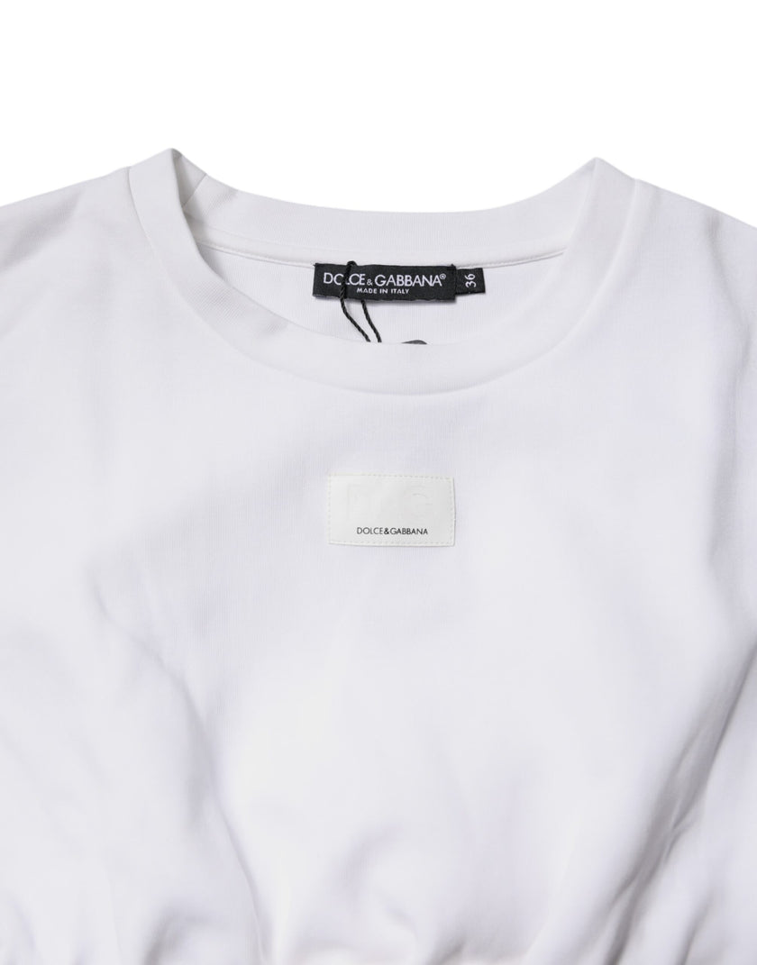 Dolce & Gabbana White Cotton Blend 3/4 Sleeves Blouse Top