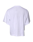 Dolce & Gabbana White Printed Round Neck Top Cotton T-shirt