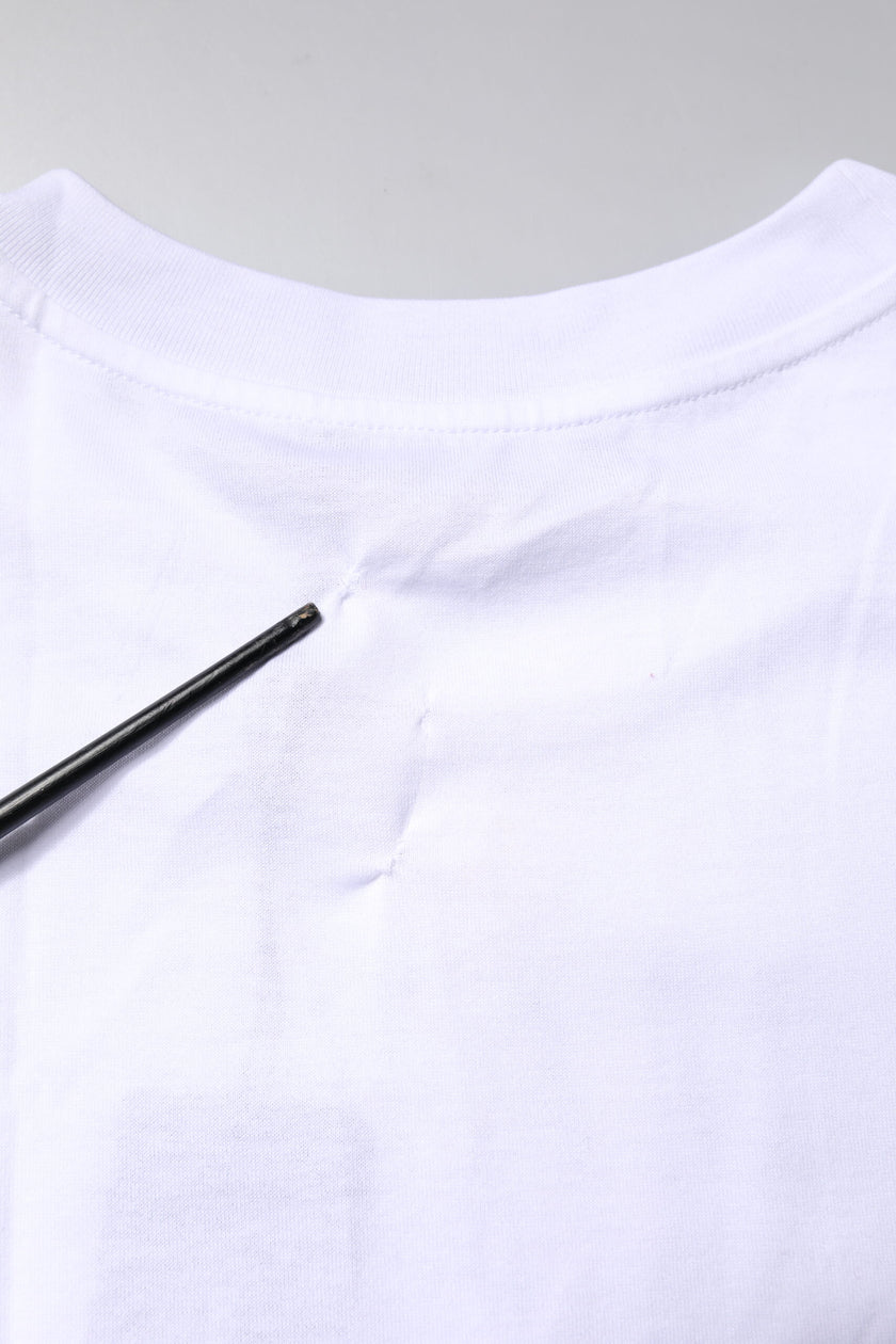 Dolce & Gabbana White Printed Round Neck Top Cotton T-shirt