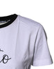 Dolce & Gabbana White Printed Round Neck Top Cotton T-shirt