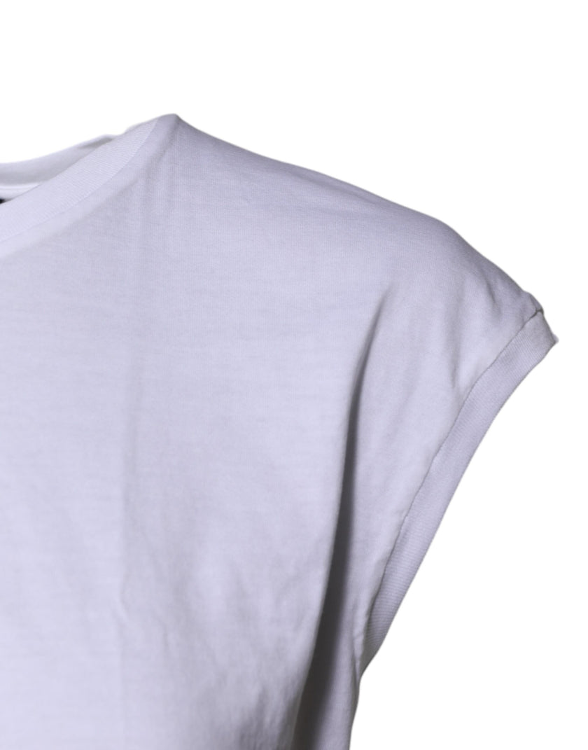 Dolce & Gabbana White Cotton Sleeveless Round Neck Tank Top