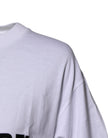 Dolce & Gabbana White Printed Round Neck Top Cotton T-shirt
