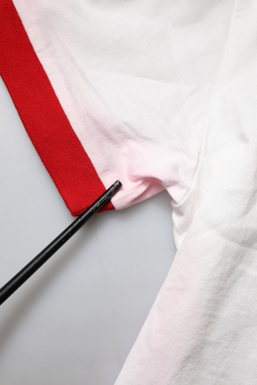 Dolce & Gabbana White Printed Round Neck Cropped Top T-shirt