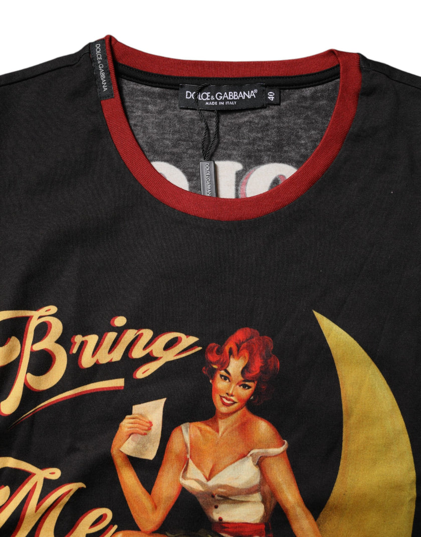 Dolce & Gabbana Black Pin Up Cotton Round Neckline Tank Top