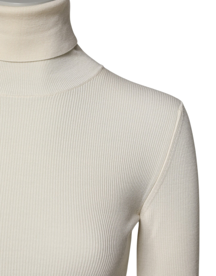 Dolce & Gabbana Cream Long Sleeves Turtleneck Slim Sweater