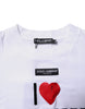 Dolce & Gabbana White Printed Round Neck Top Cotton T-shirt