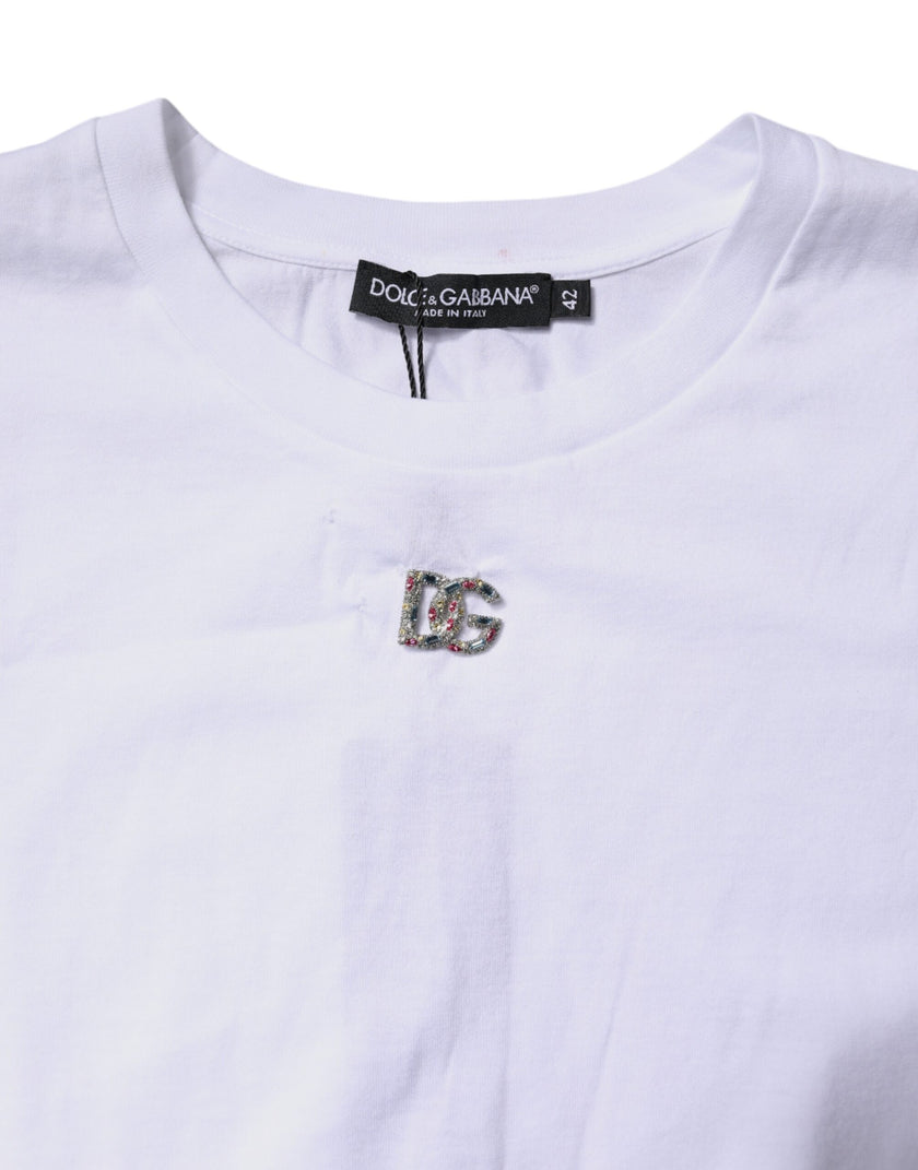 Dolce & Gabbana White Cotton Sleeveless Round Neck Tank Top