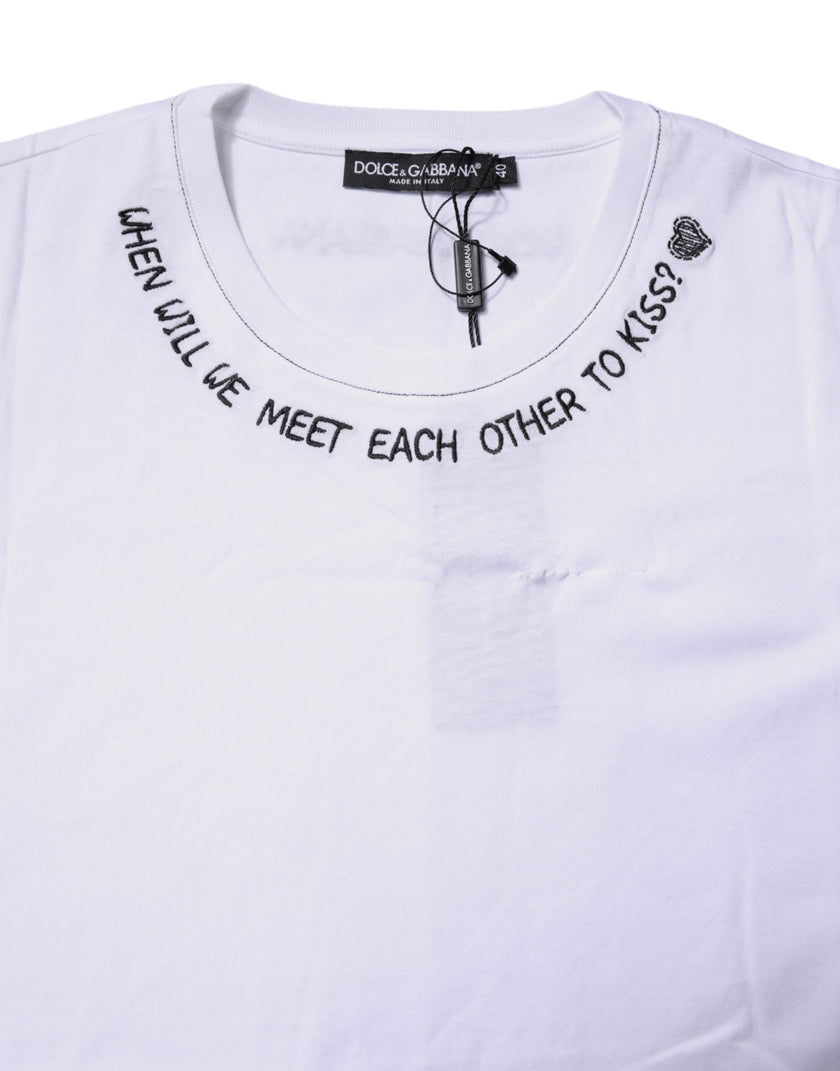 Dolce & Gabbana White Cotton Sleeveless Printed Tank T-shirt