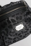 Dolce & Gabbana Black Gray Leopard DG Logo Belt Waist Fanny Pack Bag
