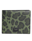 Dolce & Gabbana Black Green Leather DG Plaque Bifold Card Holder Wallet
