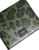 Dolce & Gabbana Black Green Leather DG Plaque Bifold Card Holder Wallet