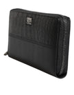 Dolce & Gabbana Black Leather Logo Plaque Zip Around Continental Wallet