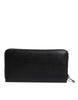 Dolce & Gabbana Black Leather Logo Plaque Zip Around Continental Wallet
