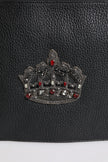 Dolce & Gabbana Black Calfskin Crown Embellished Clutch Pouch Bag
