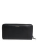 Dolce & Gabbana Black Blue Exotic Leather Embossed Continental Wallet