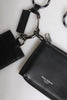 Dolce & Gabbana Black Leather Lanyard Zip Around Card Holder Wallet