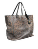 Dolce & Gabbana Brown Leopard BEATRICE Leather Logo Plaque Tote Bag
