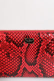 Dolce & Gabbana Red Exotic Leather Zip Around Continental Clutch Wallet