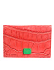 Dolce & Gabbana Red Exotic Leather Logo Plaque Card Holder Wallet