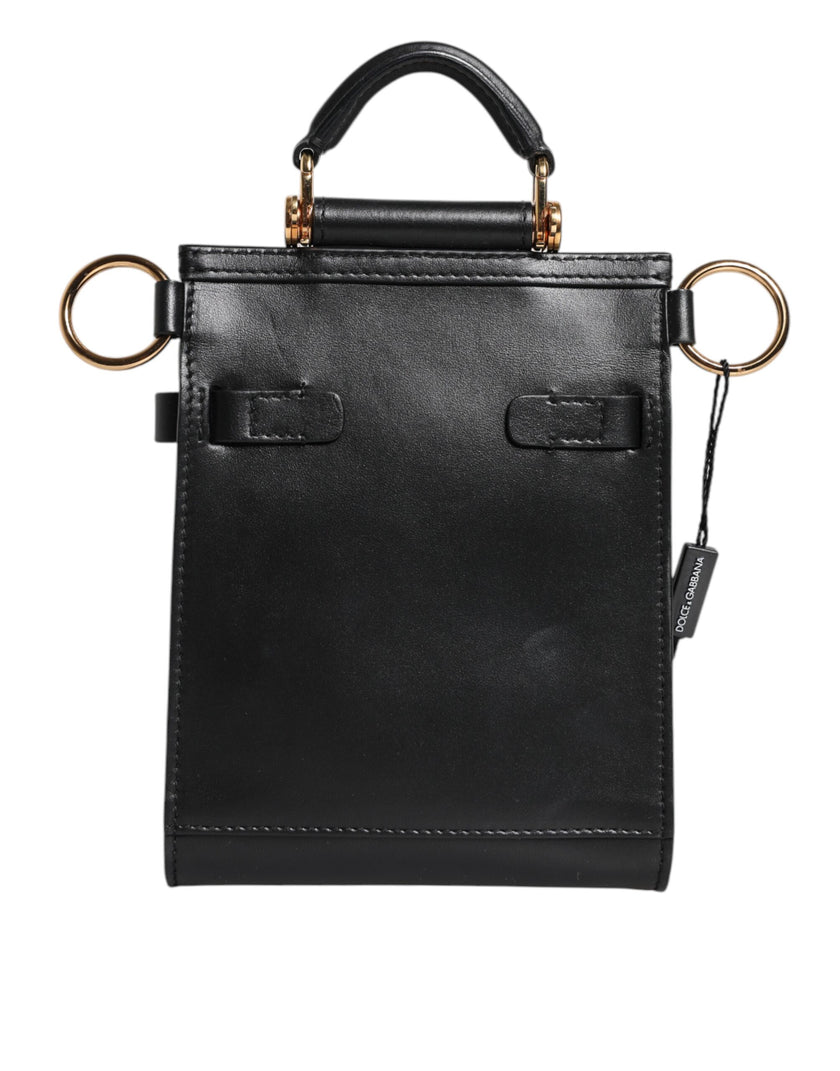 Dolce & Gabbana Black Calfskin Leather Logo Plaque Mini Bag
