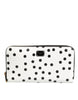 Dolce & Gabbana White Black Striped Leather Zip Around Continental Wallet