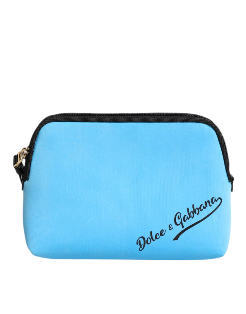 Dolce & Gabbana Blue DG Logo Print Clutch Zip Borse Pouch Bag