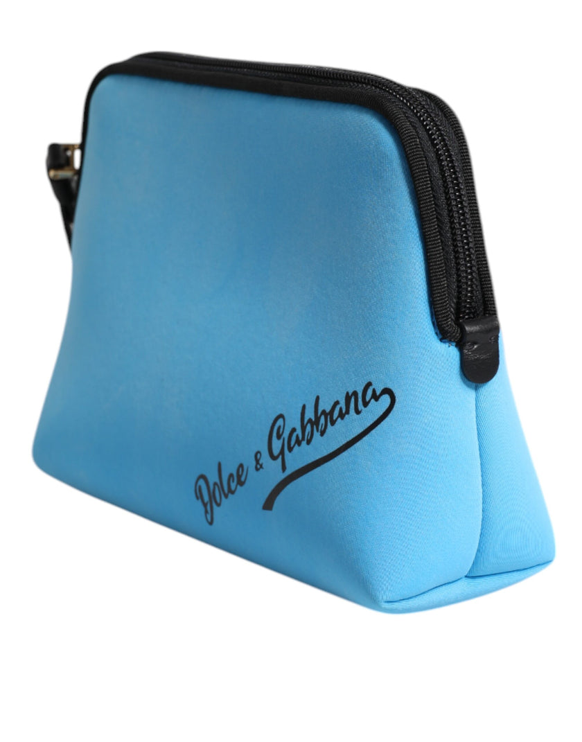 Dolce & Gabbana Blue DG Logo Print Clutch Zip Borse Pouch Bag