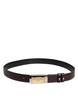 Dolce & Gabbana Black Brown Leather Metal Buckle Reversible Belt