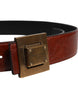 Dolce & Gabbana Dark Brown Leather Gold Metal Buckle Belt