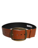 Dolce & Gabbana Brown Leather Gold Metal Buckle Classic Belt