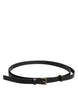 Dolce & Gabbana Black Calf Leather Gold Metal Buckle Belt