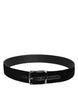 Dolce & Gabbana Black Cotton Silver Tone Metal Buckle Belt