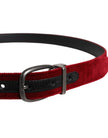Dolce & Gabbana Red Velvet Black Metal Buckle Logo Belt
